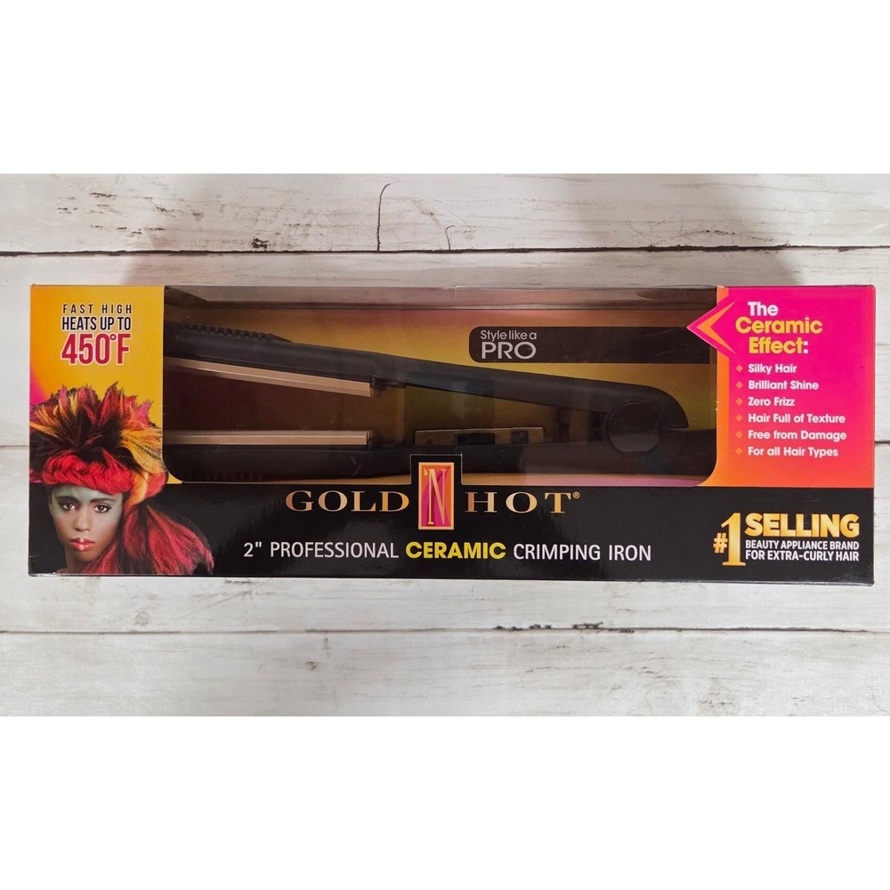 Gold N Hot Crimping Iron Black 2" Professional Ceramic GH3013V5 450F